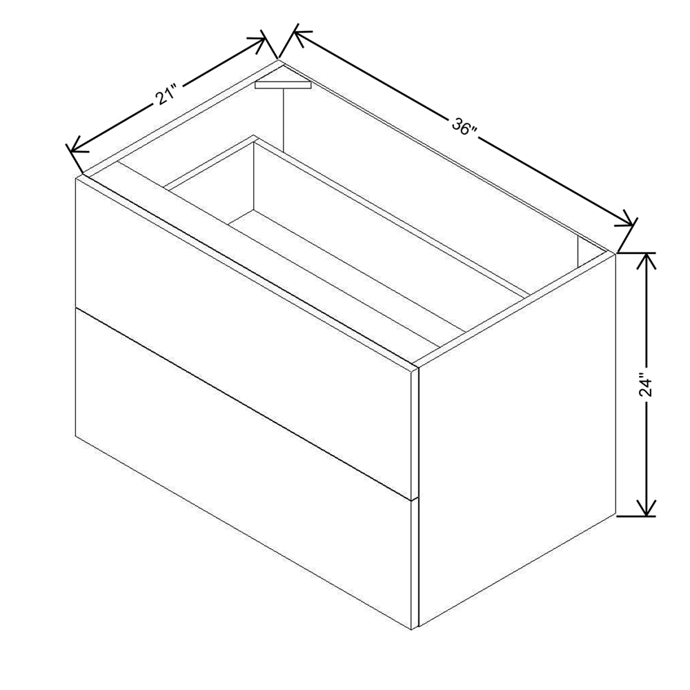 Modernform Cabinet Matte White 36" W X 24" H X 21" D Vanity Floating Drawers Cabinet